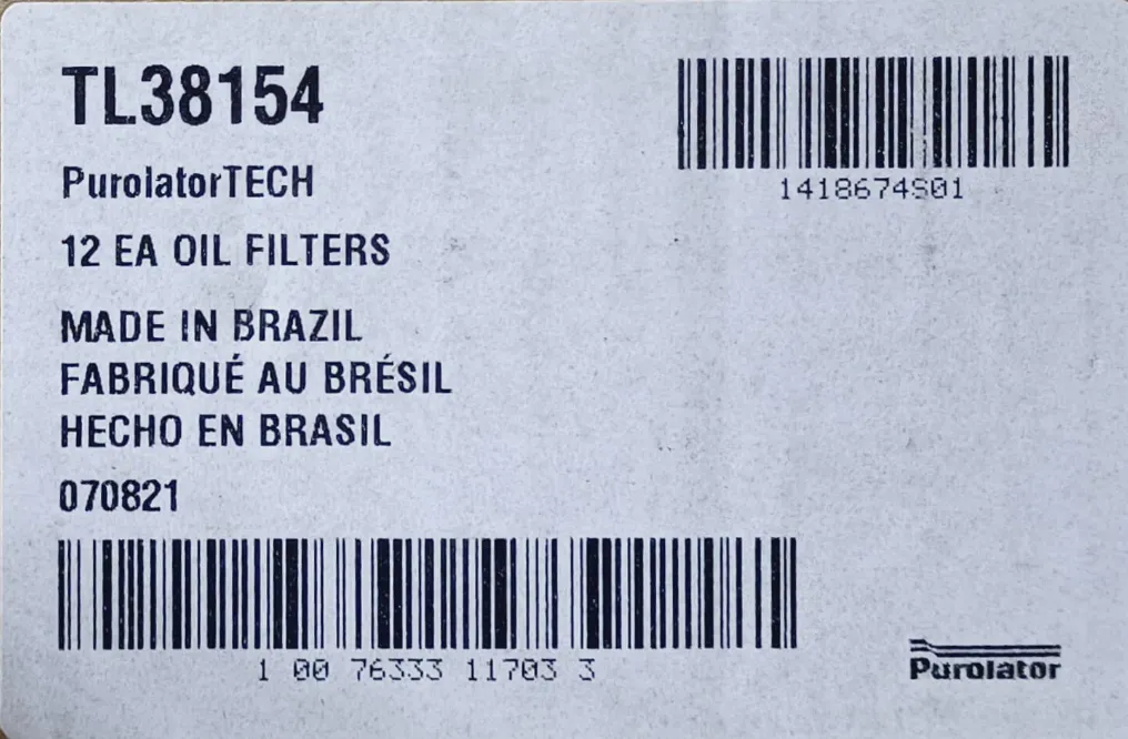 PUROLATOR TECH TL38154 OIL FILTER 12/1