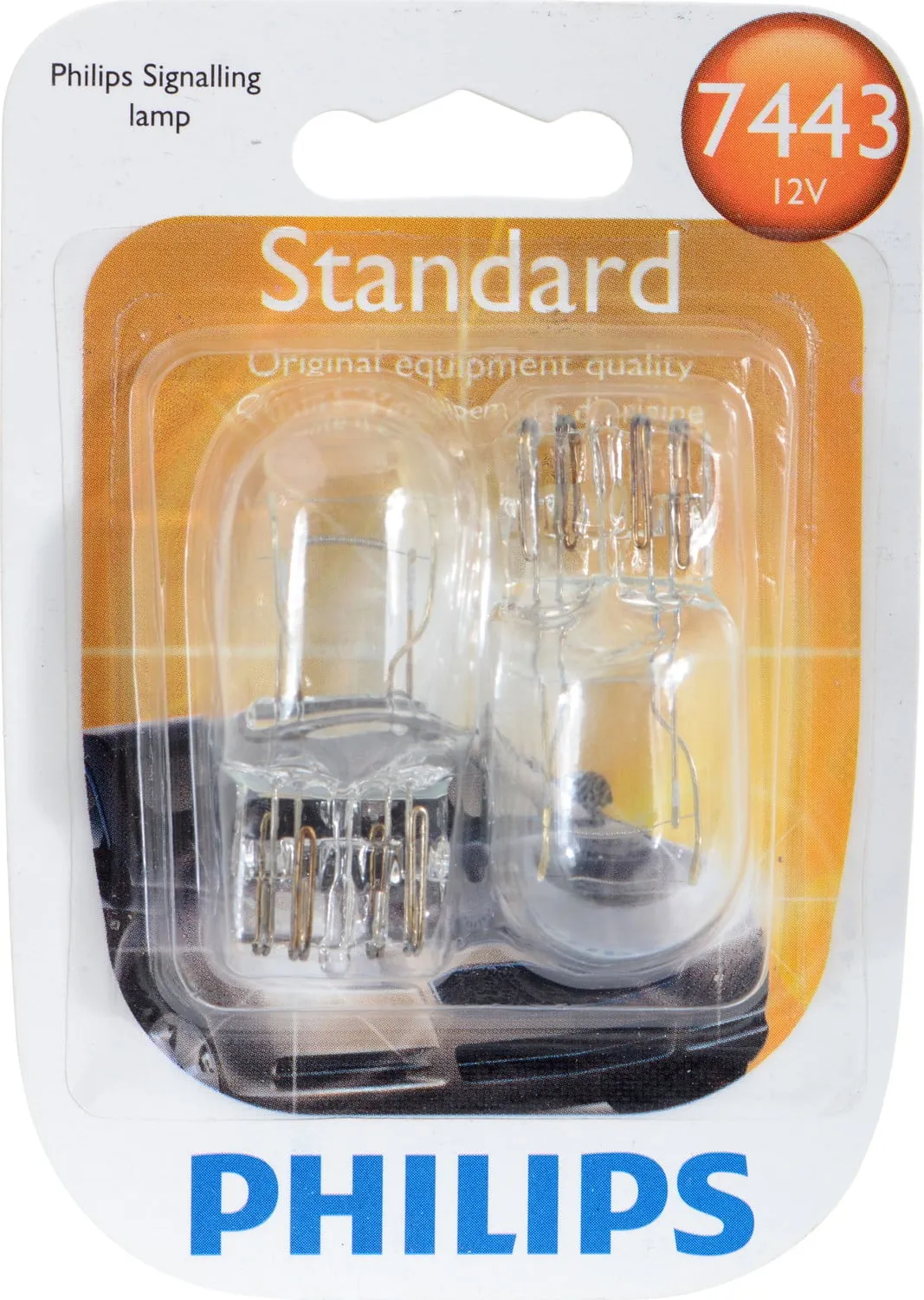 Philips 7443 Standard Miniature Automotive Bulb - Dual Filament Wedge (Box of 10) - 7443