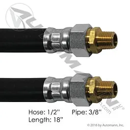 Automann 177.73818 Air Hose Assy 1/2in 3/8in Swivels-18in L