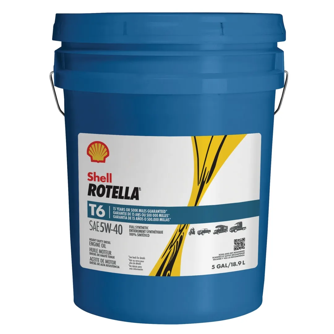 Shell Rotella T6 Full Synthetic 5W-40 Heavy Duty Diesel Engine Oil - 5 Gallon Pail - 550046217