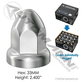 Automann 562.A4006CP-BX60 Chrome Plastic Push On 33MM 60PK