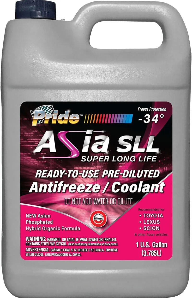 Pride Asia SLL Super Long Life Pink 50/50 Premixed Antifreeze & Coolant (6 x 1 Gal) - PTP34