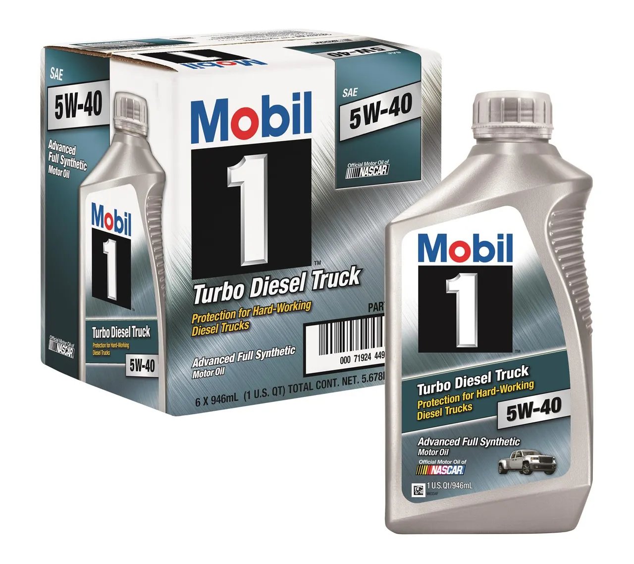 Mobil 1 Turbo Diesel Truck 5W-40 Full Synthetic Motor Oil - Case of 6 x 1 Qt (122253)