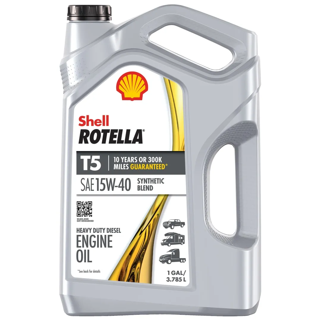 Shell Rotella T5 15W-40 Synthetic Blend Heavy Duty Diesel Engine Oil - Case of 3 x 1 Gal - 550045348