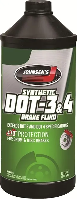 Johnsen's 5032 Synthetic DOT 4 & DOT 3 Brake Fluid 32 oz - Case of 12